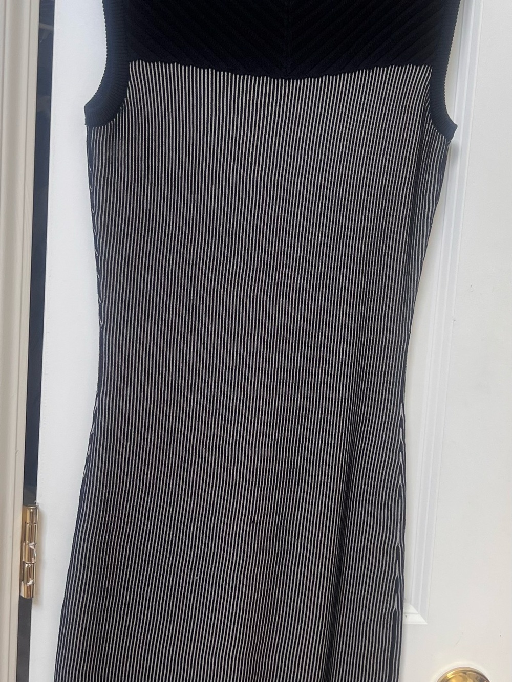Andrew Marc Black and White Sleeveless Midi Dress